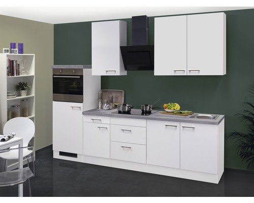 Küchenzeile mit Geräten Flex Well Varo 270 cm Frontfarbe weiss - Korpusfarbe weiss 00011191