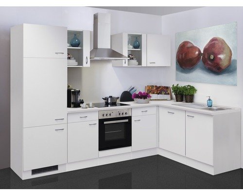Winkelküche mit Geräten Flex Well Wito 280 cm Frontfarbe weiss - Korpusfarbe weiss 00009050