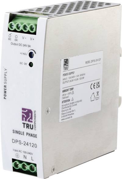 TRU COMPONENTS TC-10580796 Hutschienen-Netzteil (DIN-Rail) 24 V/DC 5 A 120 W Anzahl Ausgänge:1 x Inhalt 1 St.