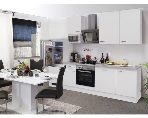 Küchenzeile mit Geräten Flex Well Wito 280 cm Frontfarbe weiss - Korpusfarbe weiss 00009979