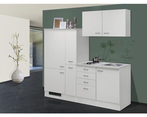 Singleküche mit Geräten Flex Well Wito 190 cm Frontfarbe weiss - Korpusfarbe weiss 00009891
