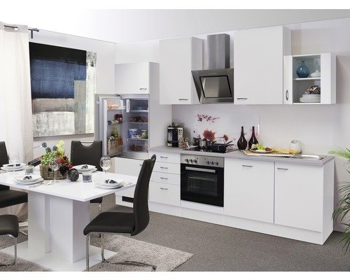 Küchenzeile mit Geräten Flex Well Wito 280 cm Frontfarbe weiss - Korpusfarbe weiss 00008907