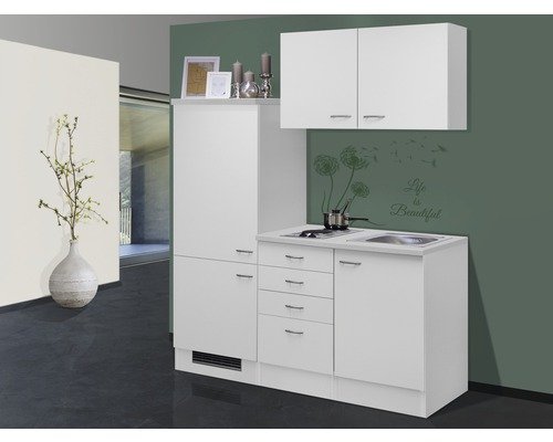 Singleküche mit Geräten Flex Well Wito 160 cm Frontfarbe weiss - Korpusfarbe weiss 00008083