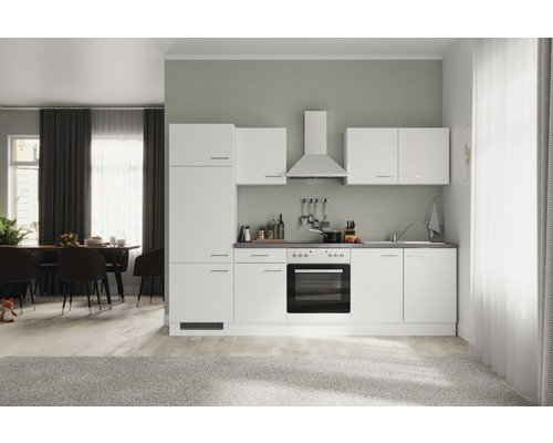 Küchenzeile mit Geräten Flex Well Varo 270 cm Frontfarbe weiss - Korpusfarbe weiss 00012348