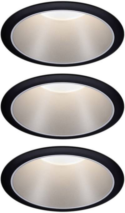 Paulmann 93408 Cole Coin Einbauleuchte 3er Set LED 18 W Schwarz, Silber