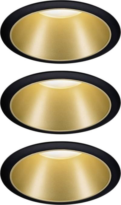 Paulmann Cole Coin 93404 Einbauleuchte 3er Set 2021 Energieeffizienzklasse: n.rel 6 W Warmweiß Schwarz, Gold
