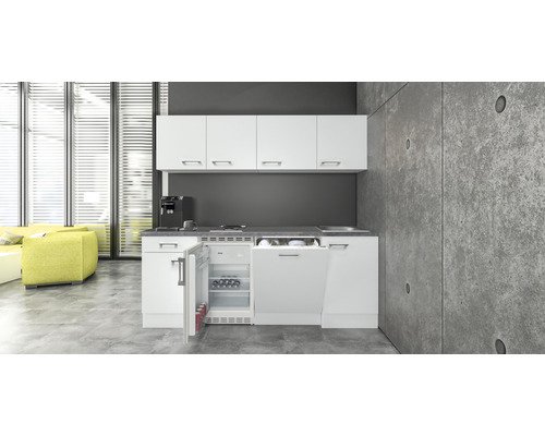 Küchenzeile mit Geräten Flex Well Varo 210 cm Frontfarbe weiss - Korpusfarbe weiss 00011962