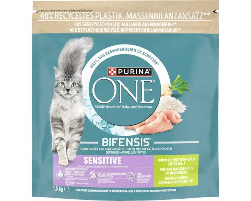 Katzenfutter trocken, Purina ONE SENSITIVE Truthahn, 1,5 kg