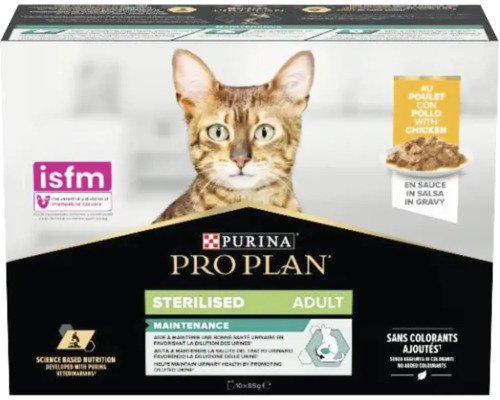 Katzennassfutter Sterilisiert PURINA Pro Plan Adult Sterilisiert mit Huhn in Sauce 10x85 g