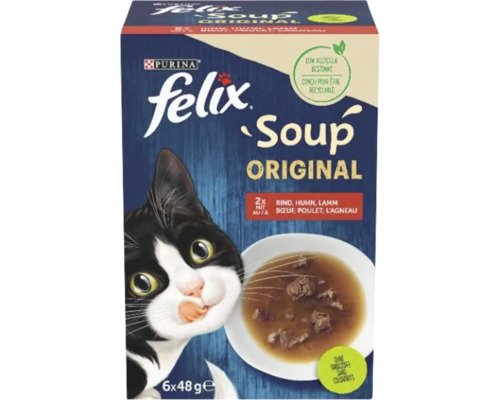 Katzengetränk Felix Soup mit Fleisch 6x48 g