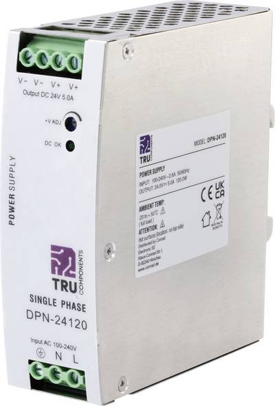 TRU COMPONENTS TC-10580792 Hutschienen-Netzteil (DIN-Rail) 24 V/DC 5 A 120 W Anzahl Ausgänge:1 x Inhalt 1 St.