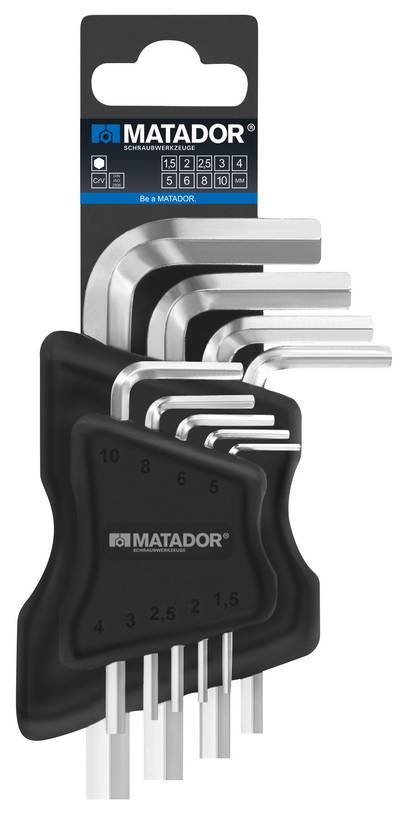 Matador Schraubwerkzeuge Innen-Sechskant Winkelschraubendreher 1.5 mm, 2 mm, 2.5 mm, 3 mm, 4 mm, 5 mm, 6 mm, 8 mm, 10 mm