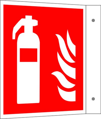 Brandschutzschild, nachleuchtend, Fahnenschild, Feuerlöscher, Größe: 15 x 15 cm DIN EN ISO 7010 F001 ASR A1.3 F001