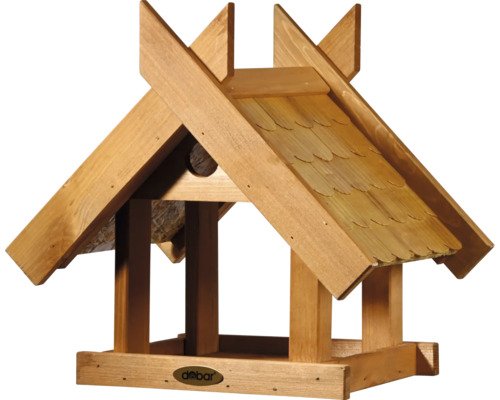 Dobar Green Label Vogelhaus Vogelfutterhaus Blätterfall für Ständermontage a.Holz 36 cm x 28,5 cm x 33,5cm