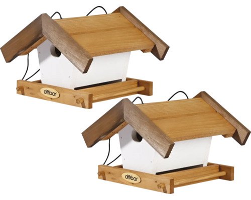 Dobar Green Label Vogelhaus Vogelfutterhaus Goldener Oktober 2er Set zum Aufhängen aus Holz, 22 ,5 cm x 21 cm x 16 cm