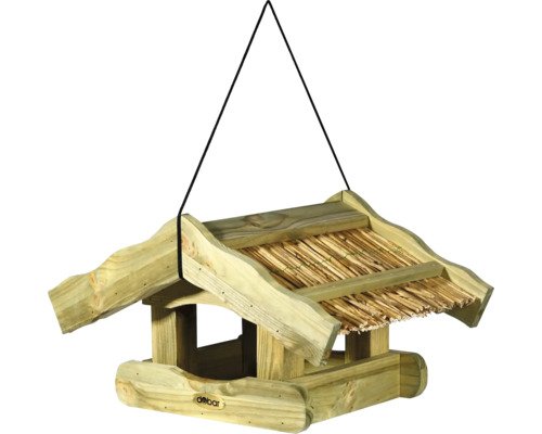 Dobar Green Label Vogelhaus Vogelfutterhaus Saksun zum Aufhängen aus Holz, 39 cm x 30 cm x 22 cm