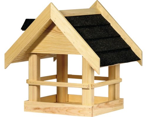 Dobar Vogelhaus Vogelfutterhaus Noir aus Massivholz, 37 cm x 37 cm x 40 cm