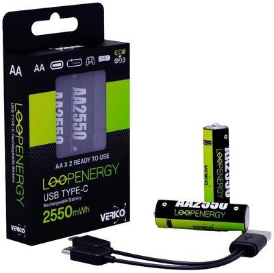 Verico LoopEnergy AA USB-C® 2550mWh USB-C® Akku Li-Ion 1700 mAh 1.5 V 2 St.