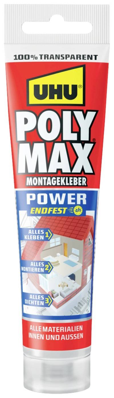 UHU Poly Max® Power Tansparent Klebe- und Dichtmasse Herstellerfarbe Transparent 47845 115 g