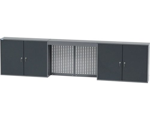 Küpper Hängeschrank 2400 x 600 x 200 mm 4 Einlegeböden 4 Türen grau