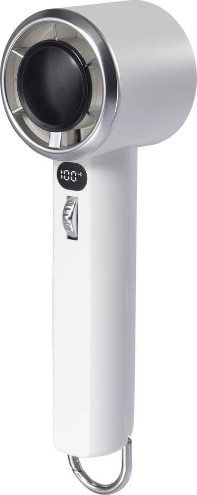 Handventilator 5 W Weiß LED-Display, Akkubetrieb möglich