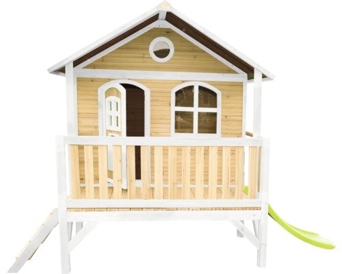 Spielhaus mit Stelzen axi Stef 349 x 212 cm Holz braun inkl. Rutsche grün
