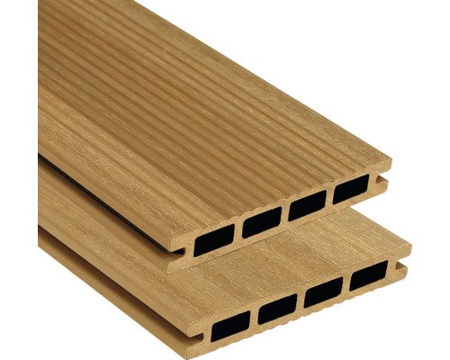 Konsta WPC Terrassendiele Nativo eco Eiche hellbraun Hohlkammerprofil beschichtet 4000 x 145 x 22,5 mm