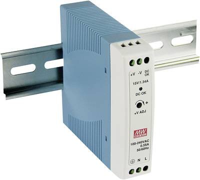 MEAN WELL MDR-20-15 Hutschienen-Netzteil (DIN-Rail) 15 V/DC 1.34 A 20 W Anzahl Ausgänge:1 x Inhalt 1 St.