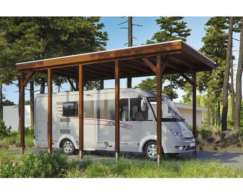 Einzelcarport SKAN HOLZ Friesland 397x708 cm nussbaum