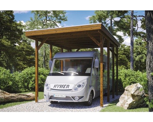 Einzelcarport SKAN HOLZ Friesland 397x555 cm nussbaum