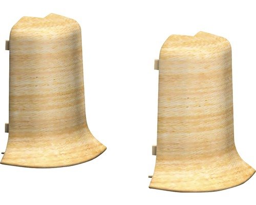 Prinz Aussenecken für Klemm-Sockelleiste mit Kabelkanal Ahorn 50 mm