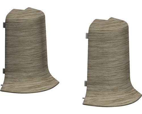 Prinz Aussenecken für Klemm-Sockelleiste mit Kabelkanal Akazie Vintage 50 mm