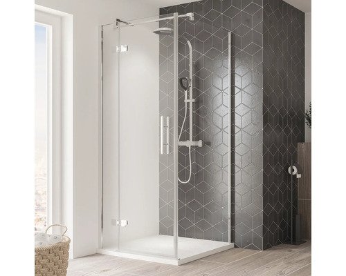 Drehtür für Seitenwand BREUER Ananta Express Q72 90 cm Anschlag links Klarglas Profilfarbe chrom
