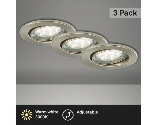 LED Einbauleuchte Briloner Attach 3x3W nickel matt