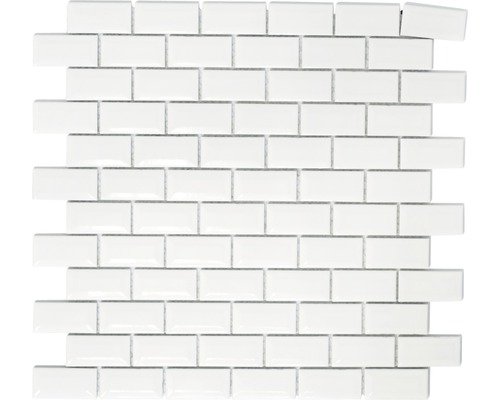 Keramikmosaik Brick Bond Diamond weiss 30x30 cm