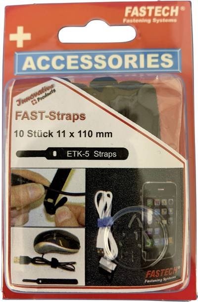 FASTECH® 800-330C Klettkabelbinder zum Bündeln Haft- und Flauschteil (L x B) 110 mm x 11 mm Schwarz 10 St.