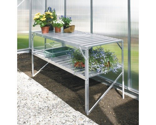 Aluminiumtisch, 2 Ablagen 54x121x76cm