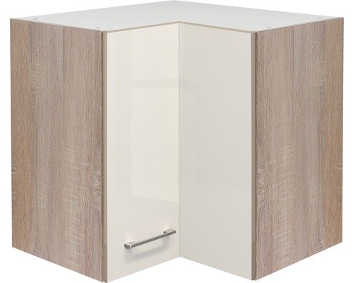 Eckhängeschrank Flex Well Nepal BxHxT 60x55x32 cm Frontfarbe kaschmir glänzend - Korpusfarbe sonoma eiche