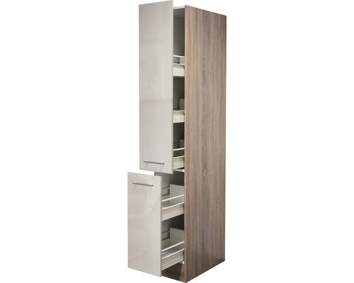 Apothekerschrank Flex Well Nepal BxHxT 30x200x57 cm Frontfarbe kaschmir glänzend - Korpusfarbe sonoma eiche
