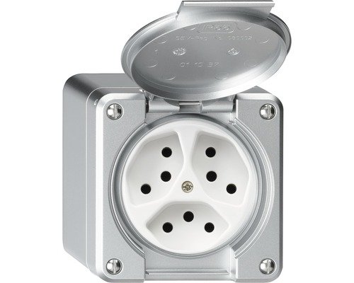 Steckdose Robusto 3xT13 parallel aluminium