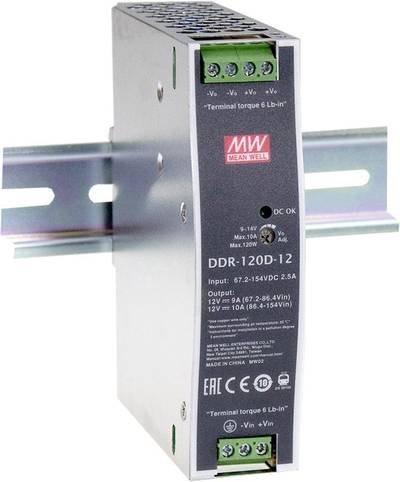 MEAN WELL DDR-120C-48 Hutschienen-DC/DC-Wandler (DIN-Rail) 48 V/DC 2.5 A 120 W Anzahl Ausgänge:1 x Inhalt 1 St.