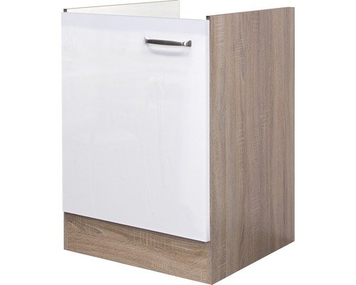 Spülenschrank Flex Well Valero BxHxT 50x82x57 cm Frontfarbe weiss hochglanz - Korpusfarbe sonoma eiche
