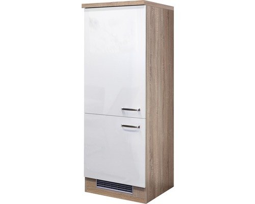 Kühlumbauschrank Flex Well Valero BxHxT 60x161x57 cm Frontfarbe weiss hochglanz - Korpusfarbe sonoma eiche