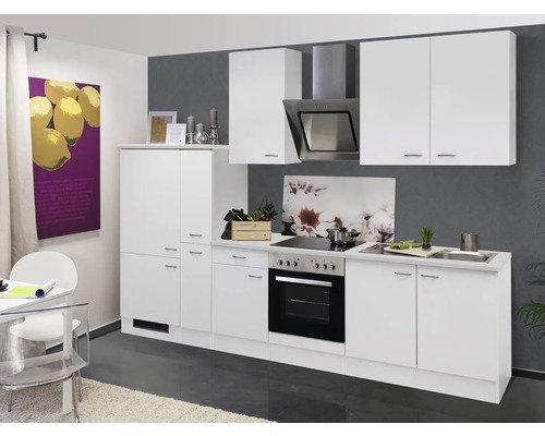 Küchenzeile ohne Geräte Flex Well Wito 300 cm Frontfarbe weiss - Korpusfarbe weiss 00010067