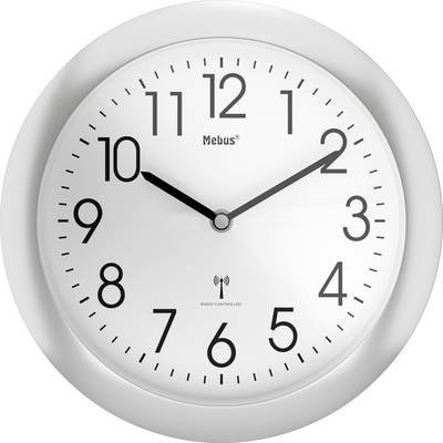 Mebus 52451 Funk Wanduhr 25 cm x 4 cm Silber
