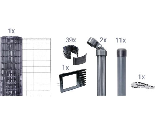 Alberts Schweissgitter »Fix-Clip Pro®«, (Set), 153 cm hoch, 25 m, anthrazit beschichtet, zum Einbetonieren