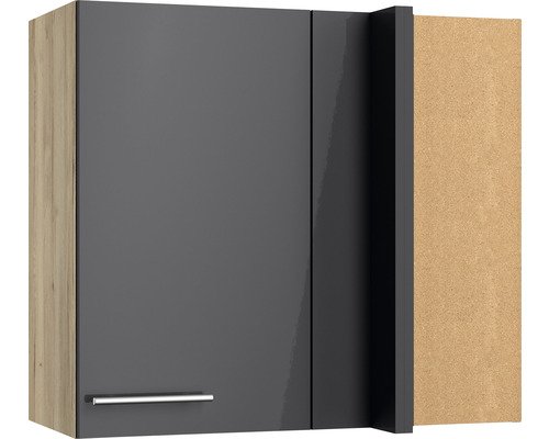 Optifit Eckhängeschrank Jonte984 BxTxH 85x34,9x70,4 cm anthrazit glänzend zerlegt Anschlag reversibel (links oder rechts montierbar)
