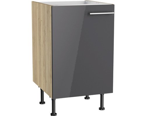 Optifit Spülenschrank Jonte984 BxTxH 50x58,4x87 cm anthrazit glänzend zerlegt Anschlag reversibel (links oder rechts montierbar)