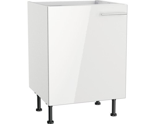 Optifit Spülenschrank Rurik986 BxTxH 60x58,4x87 cm weiss glänzend zerlegt Anschlag reversibel (links oder rechts montierbar)