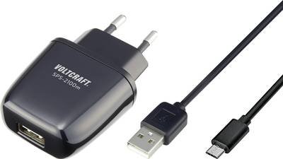 VOLTCRAFT SPS-2100m USB Ladegerät 10.5 W 1x USB-A, 1x Micro-USB Schwarz Innenbereich Raspberry Pi 2 geeignet